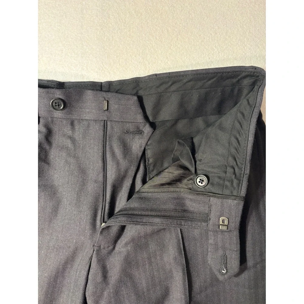 Brooks Brothers 346 Men Wool Stretch Dress Pants 32x29 Gray Herringbone Straight